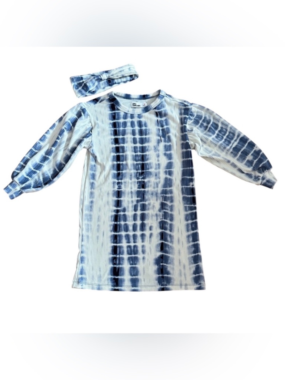 Worn Once: Epic Threads Blue and White Tie Dye Dress with Matching Headband